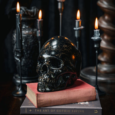 life size skull marble ornament the blackened teeth