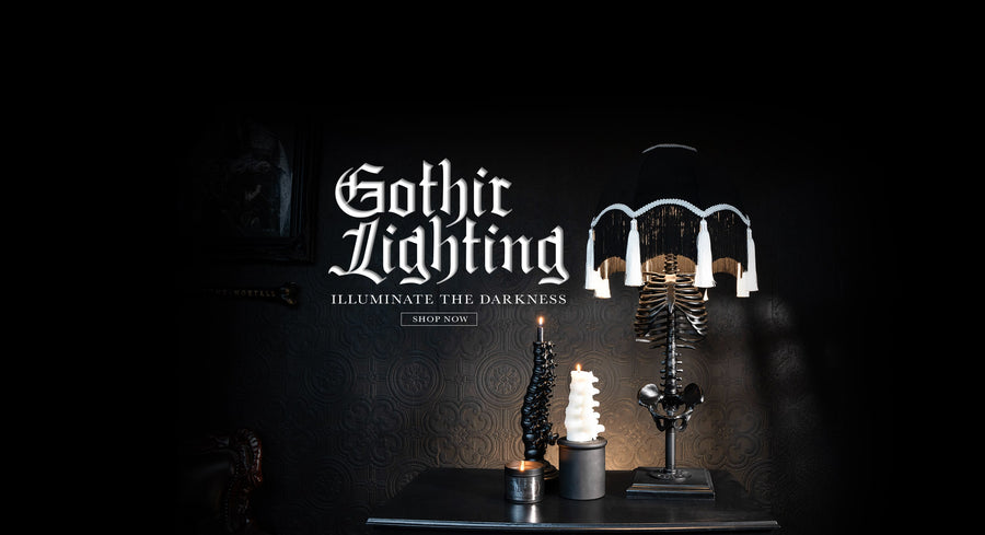 Illuminate your spaces using The Blackened Teeth's range of gothic decor