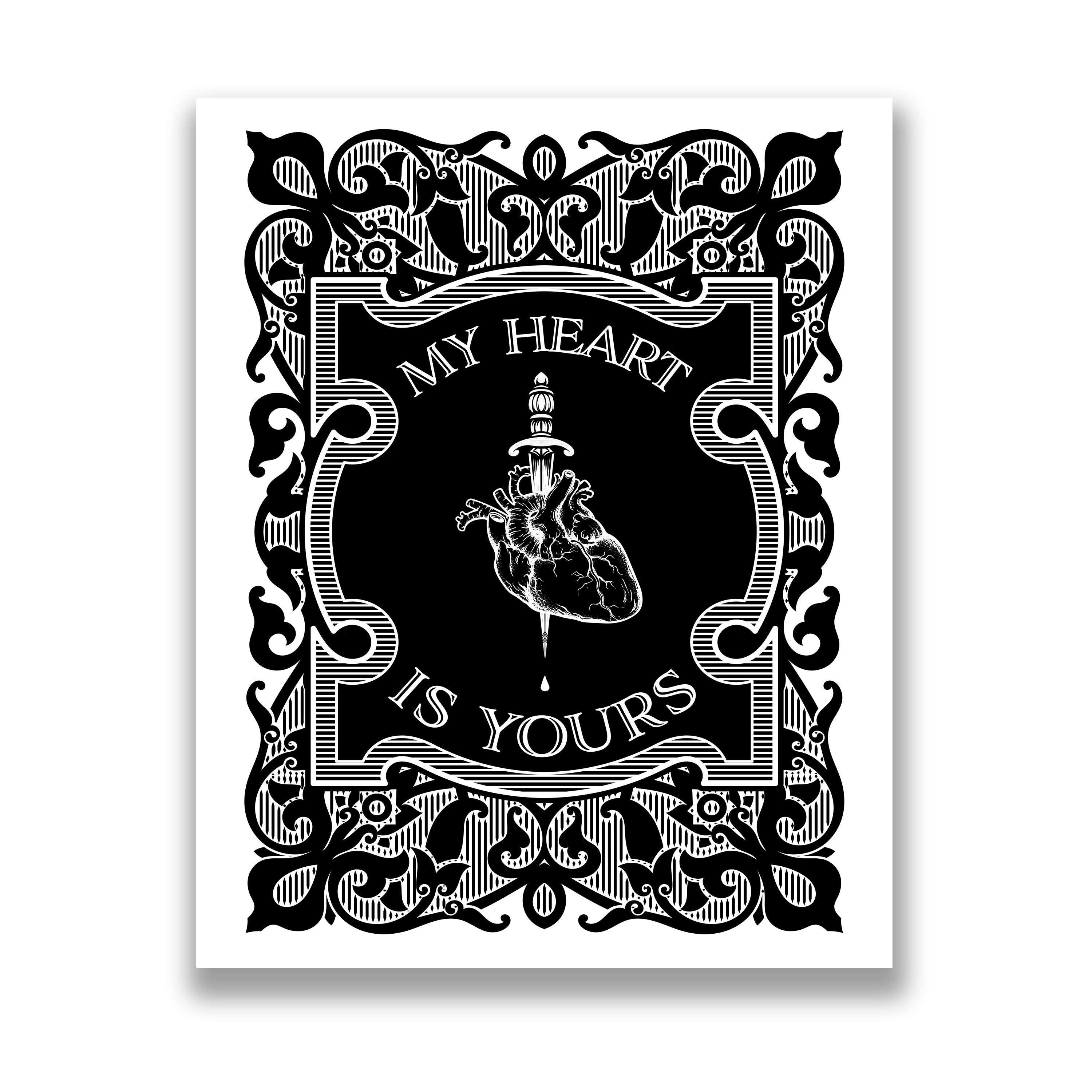 My Heart Is Yours Print - Black Edition by The Blackened Teeth gothic home decor