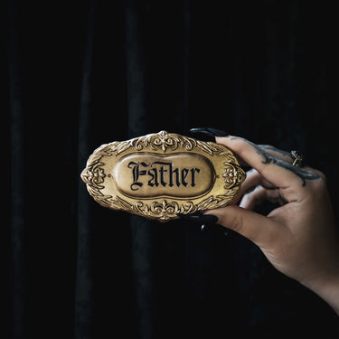 father casket plaque the blackened teeth gothic homeware victorian decor