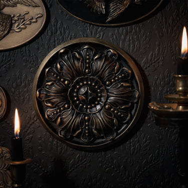 Florence rosette gold black victorian plaque- The Blackened Teeth - Gothic home decor
