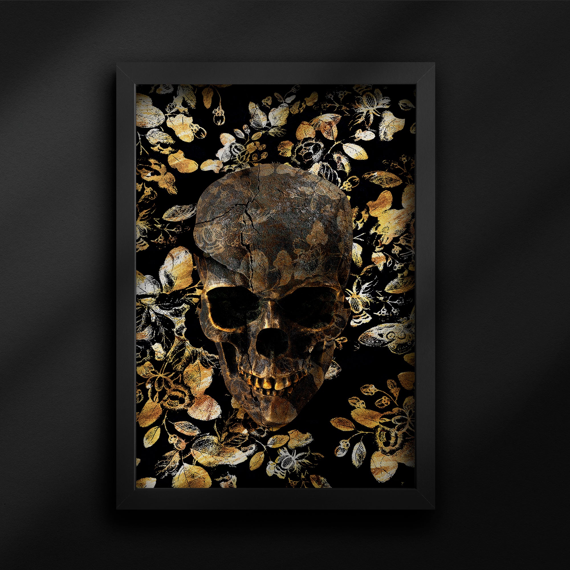 gold skull the end is nigh typography print by the blackened teeth gothic home decor 