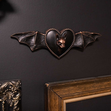heart bat wall plaque dark decor the blackened teeth gothic home decor 1