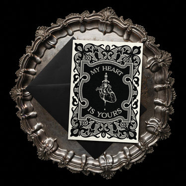 My Heart Is Yours Greetings Card - The Blackened Teeth - Gothic decor