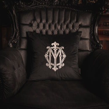 In Memory Of Velvet Cushion by The Blackened Teeth Gothic Home Decor Textiles Collection