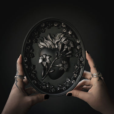 sacred heart plaque lily silver edition the blackened teeth gothic homeware homeware