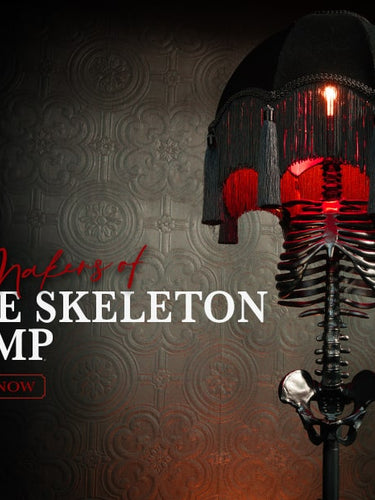 Home of the original skeleton lamp. Crafted by The Blackened Teeth's artisans, make your gothic home glow