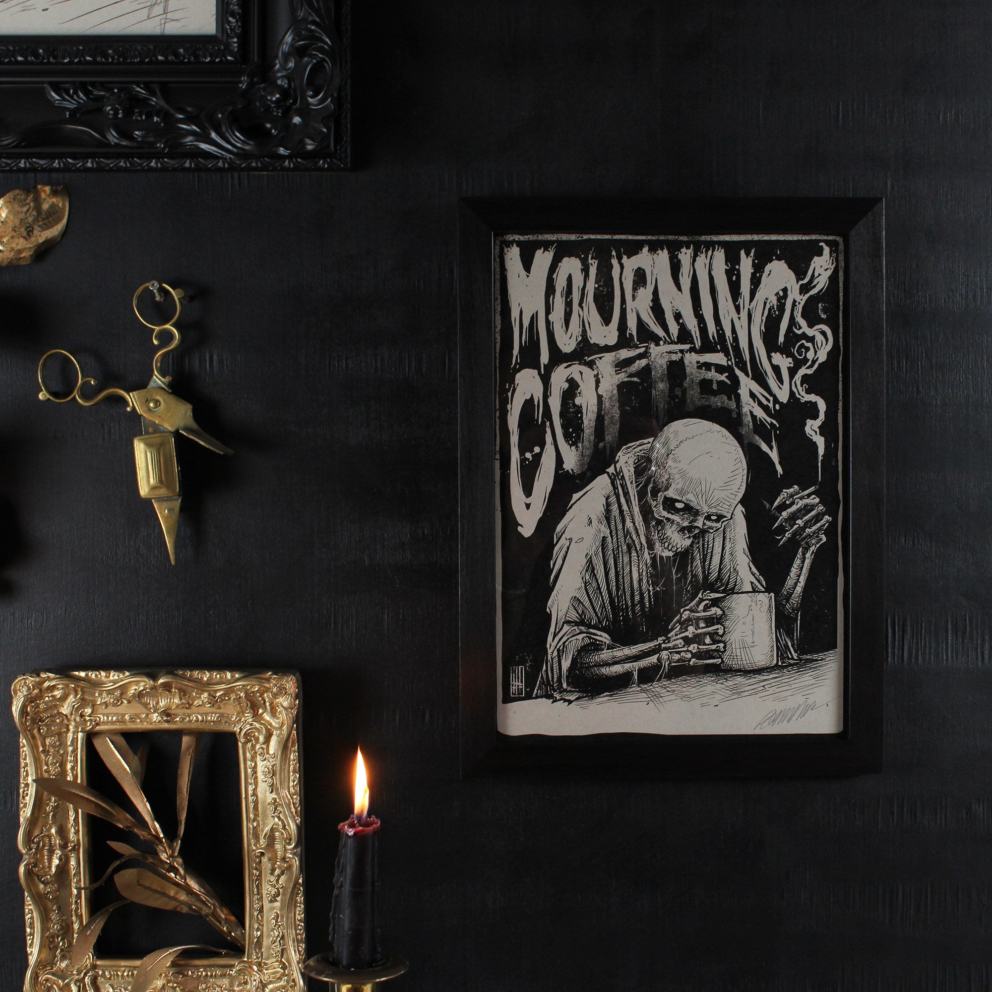 Mourning coffee wall art - The Blackened Teeth - Gothic Decor