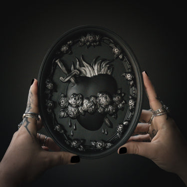sacred heart plaque peony silver edition the blackened teeth gothic homeware homeware