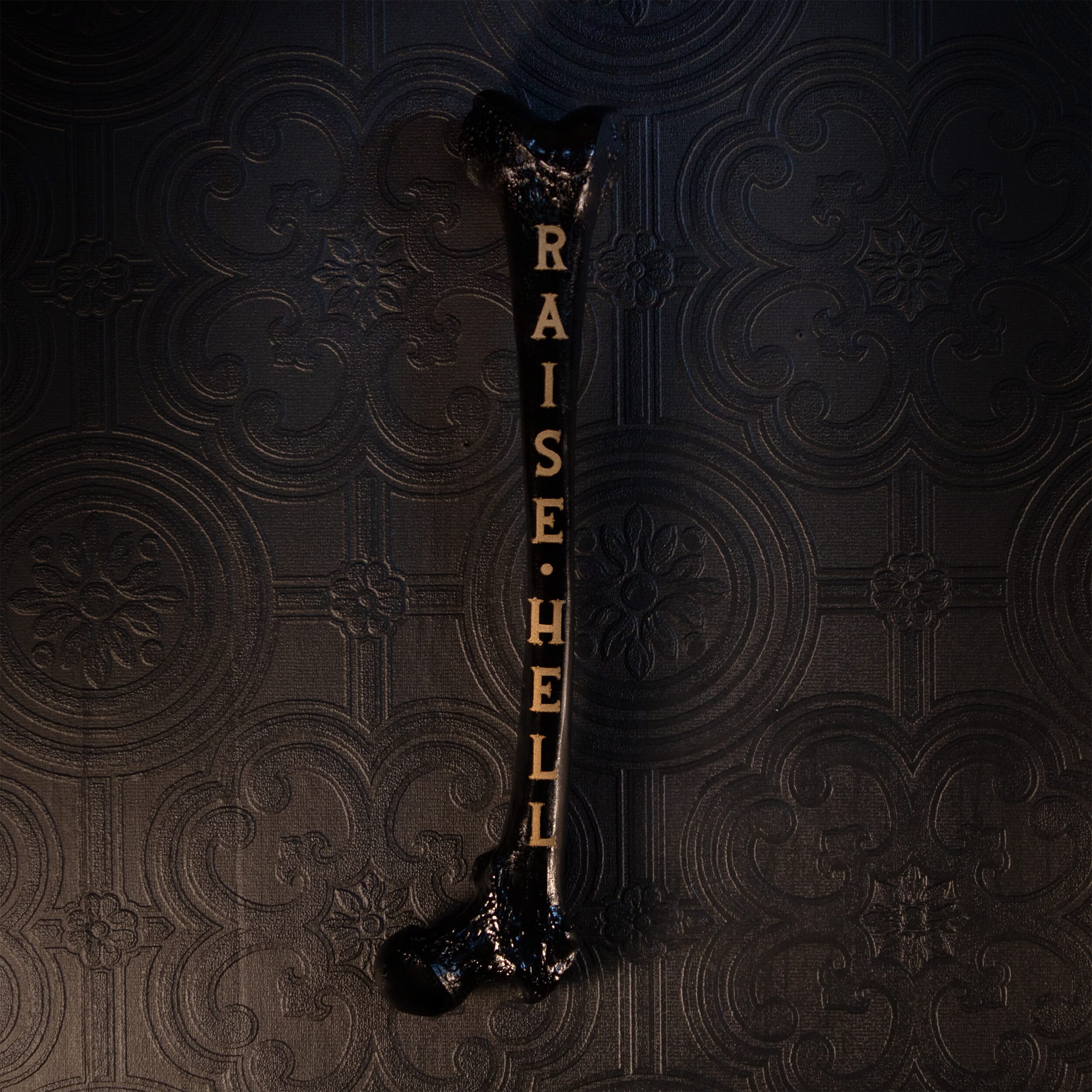 Raise hell - Engraved Femur bone - The Blackened teeth - gothic decor