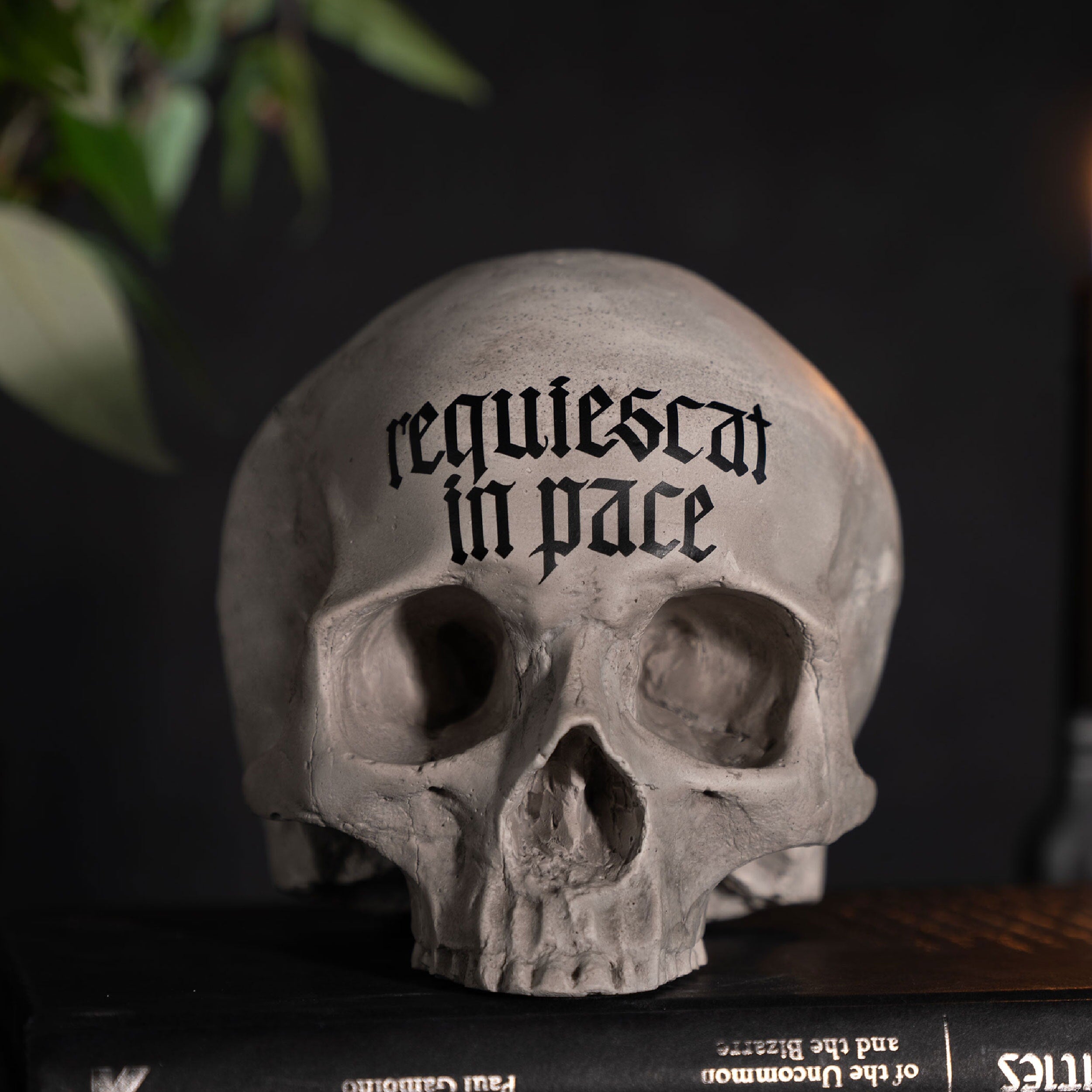 Requiescat In Pace RIP skull ornament by the blackened Teeth Ltd gothic home decor