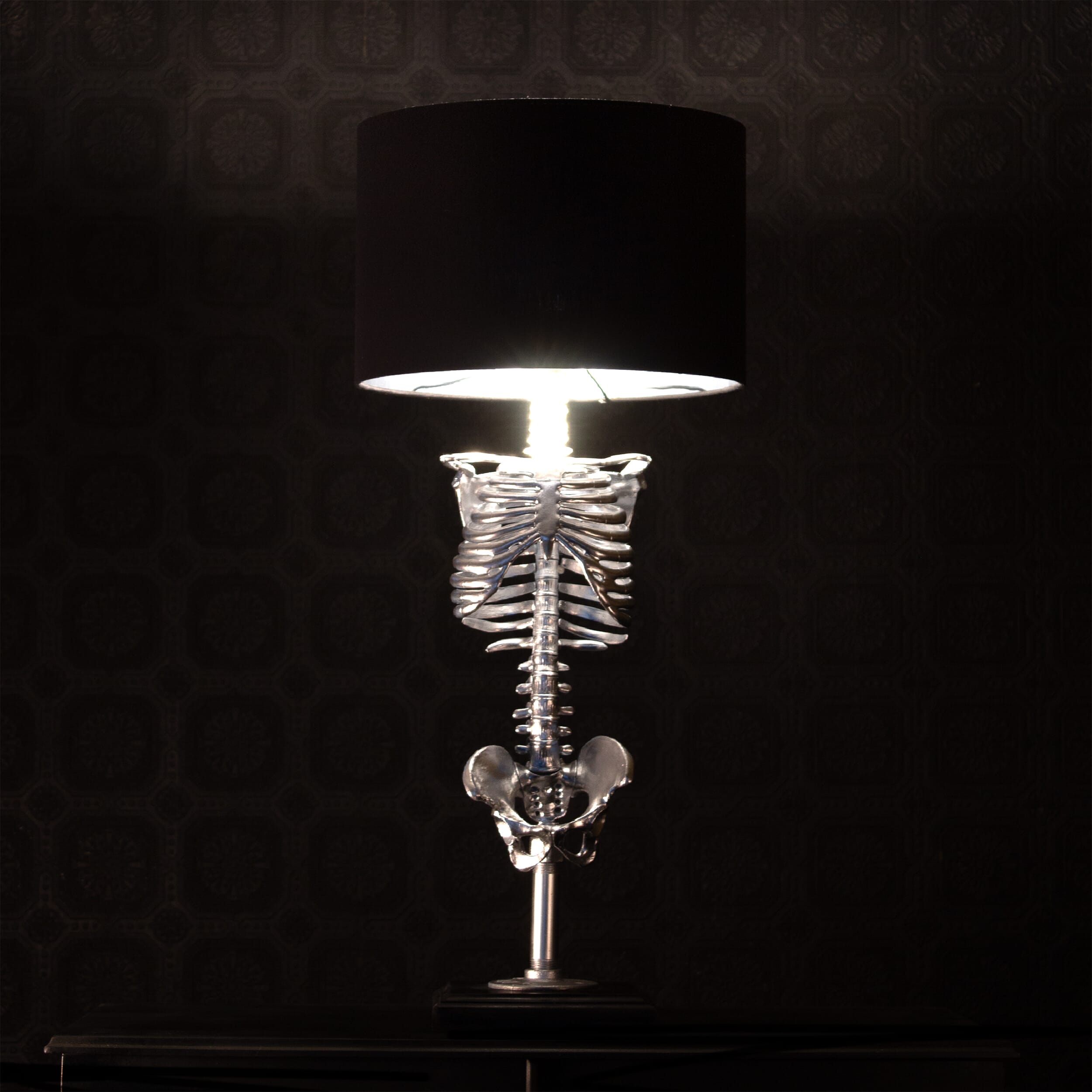 The Skeleton Table Lamp Silver Edition by The Blackened Teeth
