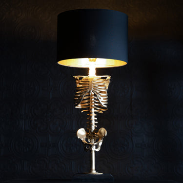 skeleton lamp gold edition the blackened teeth gothic home decor gothic lighting gothic homeware