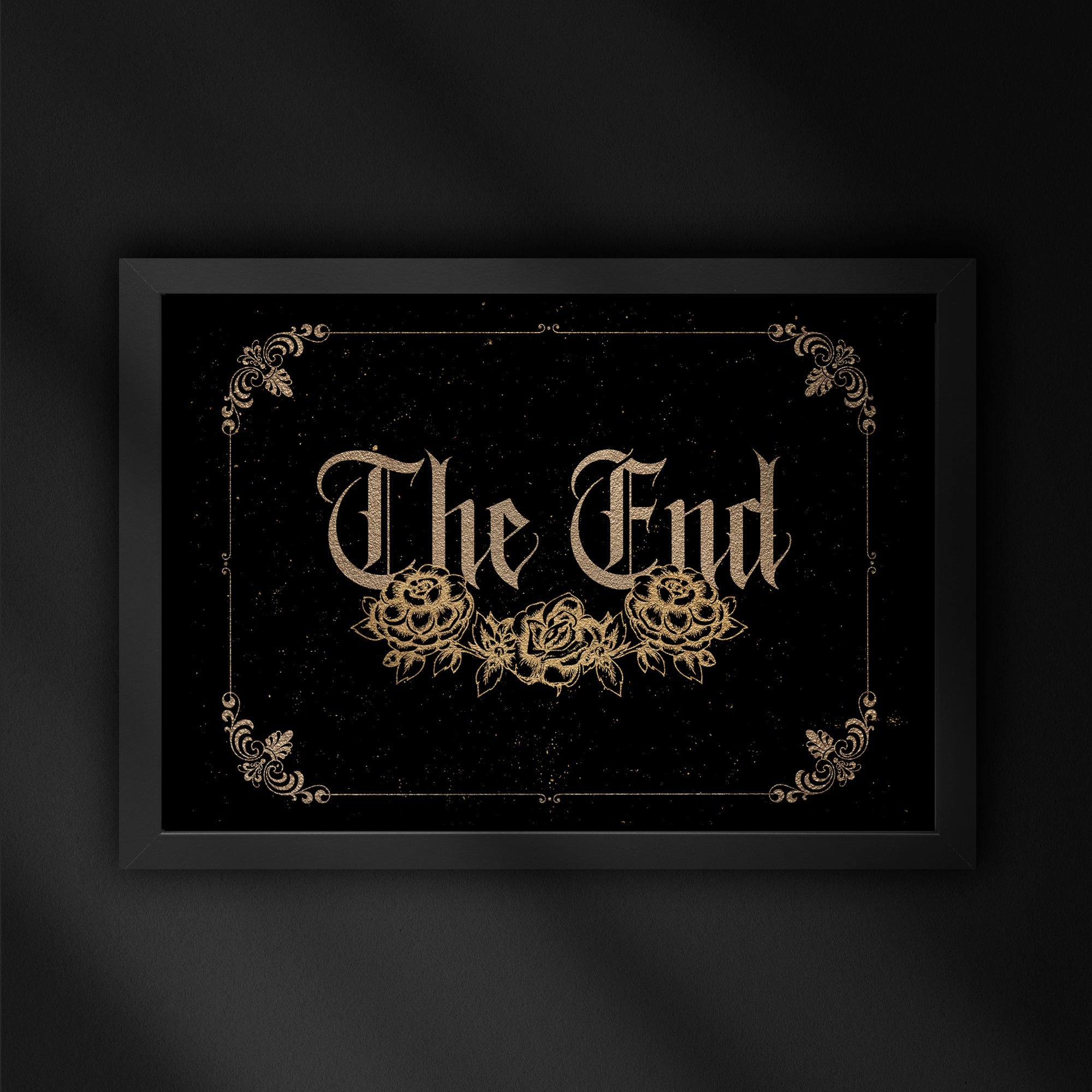 the end gold typography print by the blackened teeth gothic home decor 
