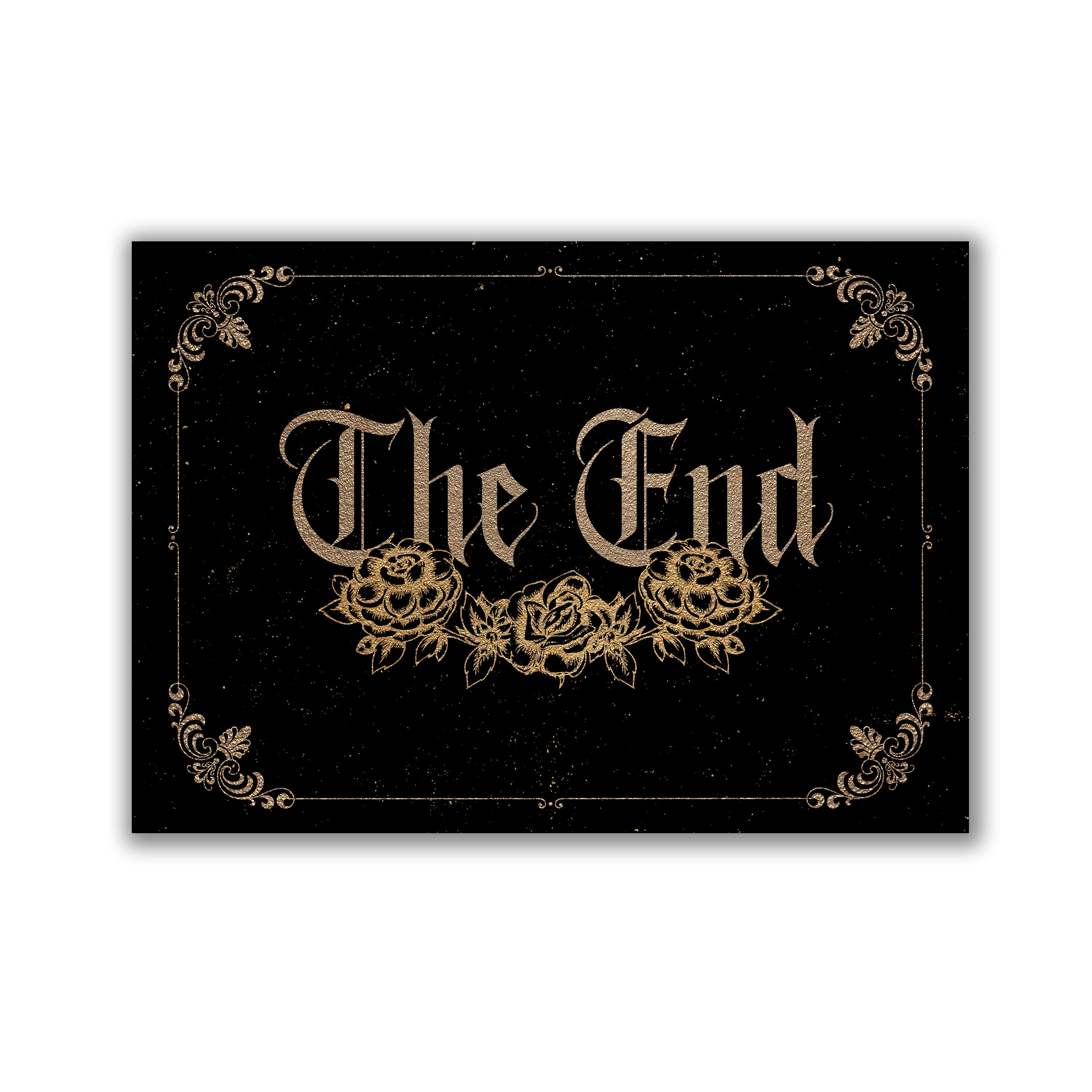 The End Typography Print - Black and Gold by The Blackened Teeth