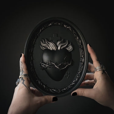 sacred heart plaque thorns silver edition the blackened teeth gothic homeware homeware