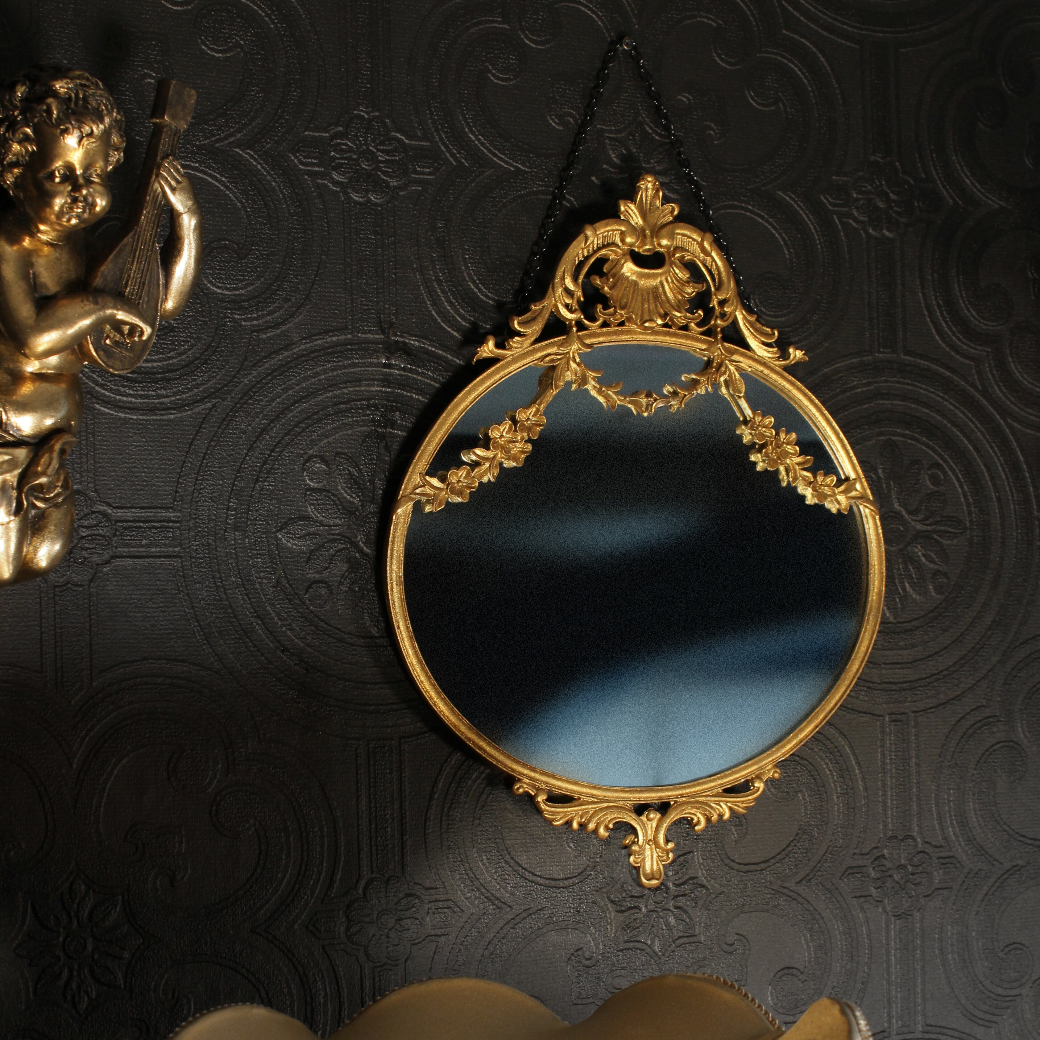Gold oval baroque ornate mirror by The Blackened Teeth - The Blackened Abode