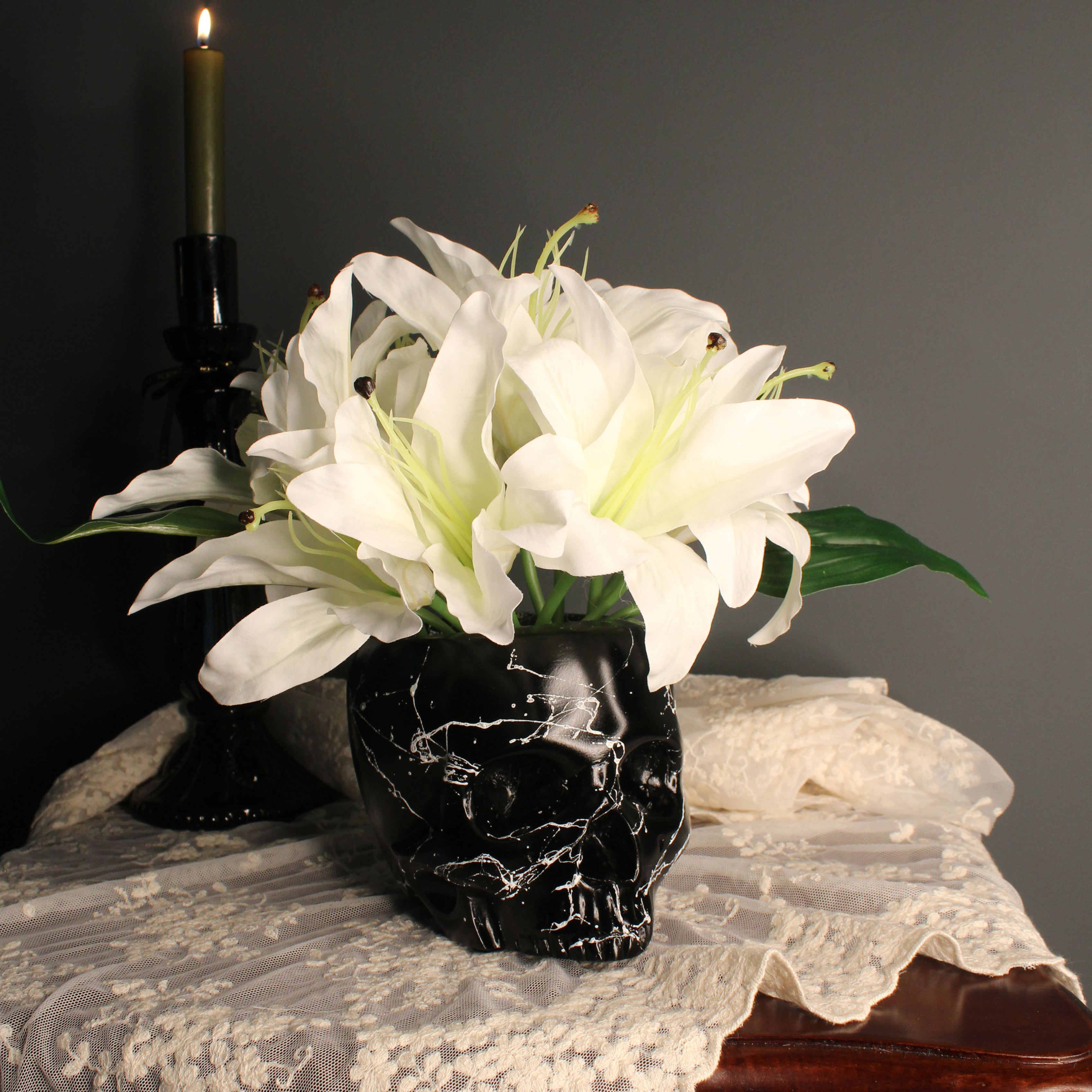 lilith flowerhead skull gothic home decor - the blackened teeth