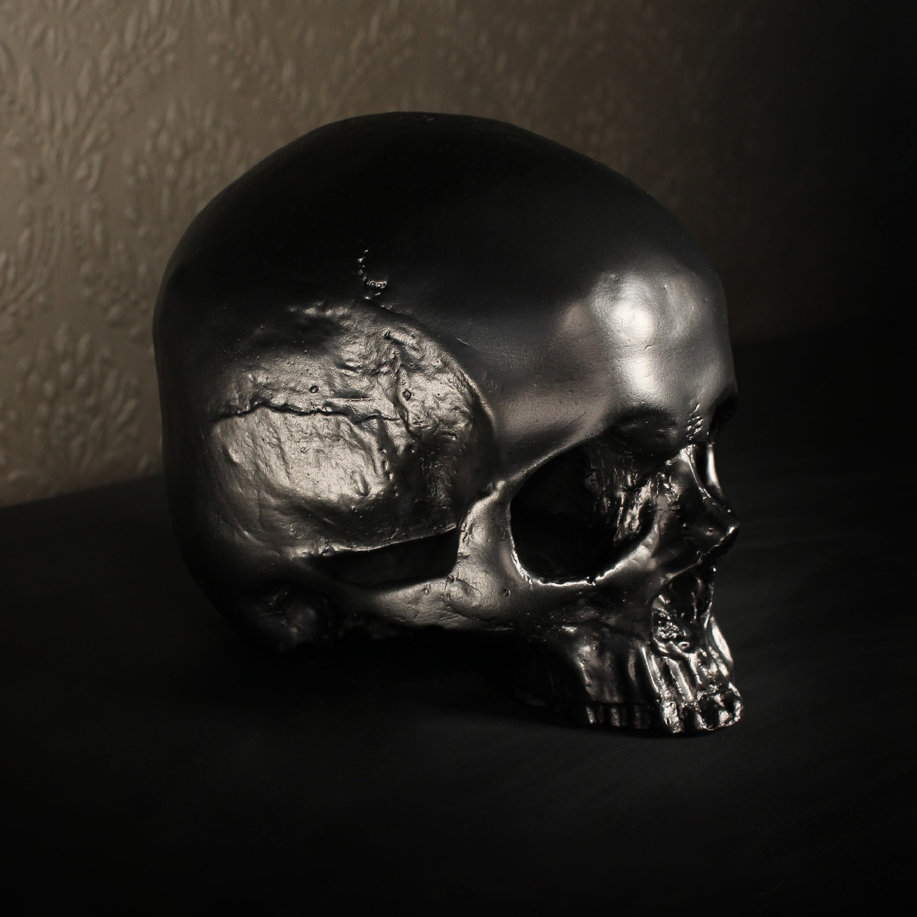 Replica Human Skull Ornament - Black