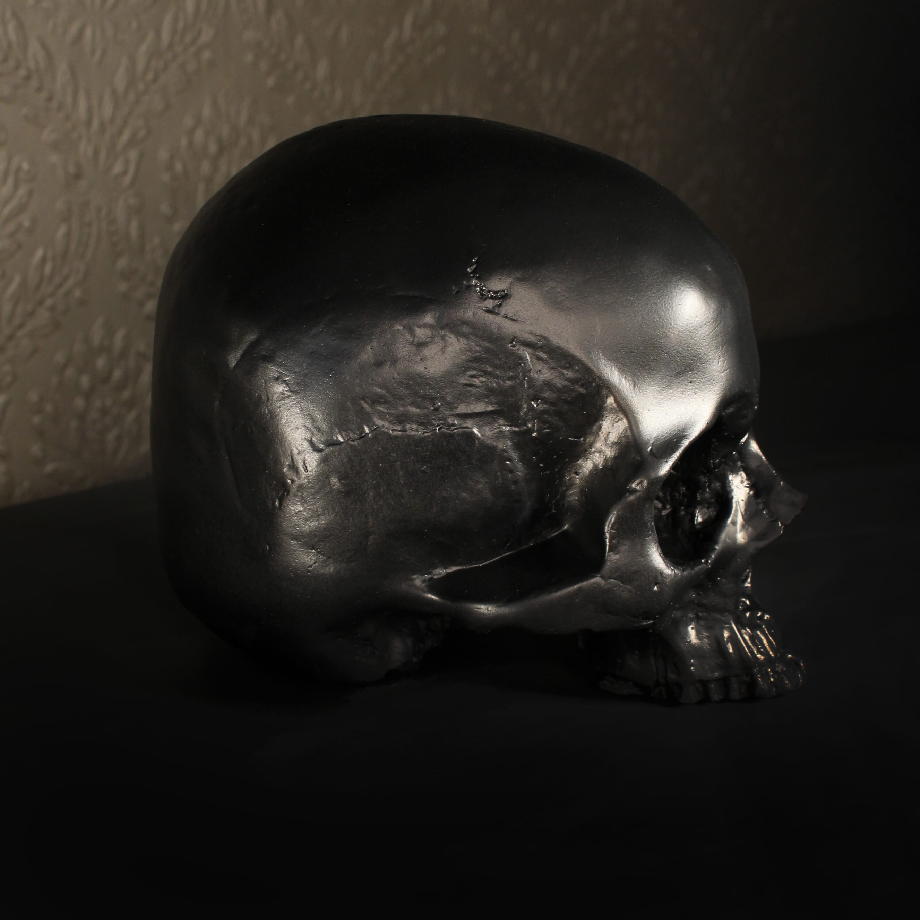 Replica Human Skull Ornament - Black