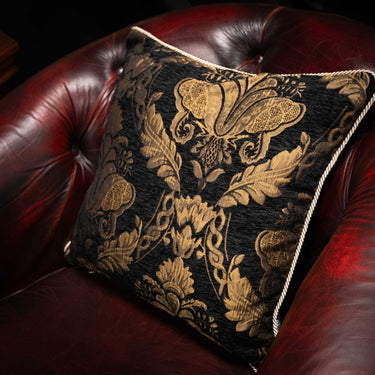 Baroque Aurelia Cushion - Black & Antique Gold