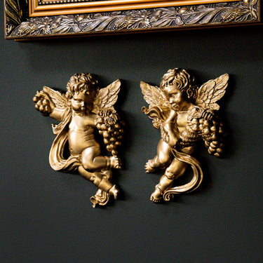 Twin Baroque Cherubs Wall Plaques