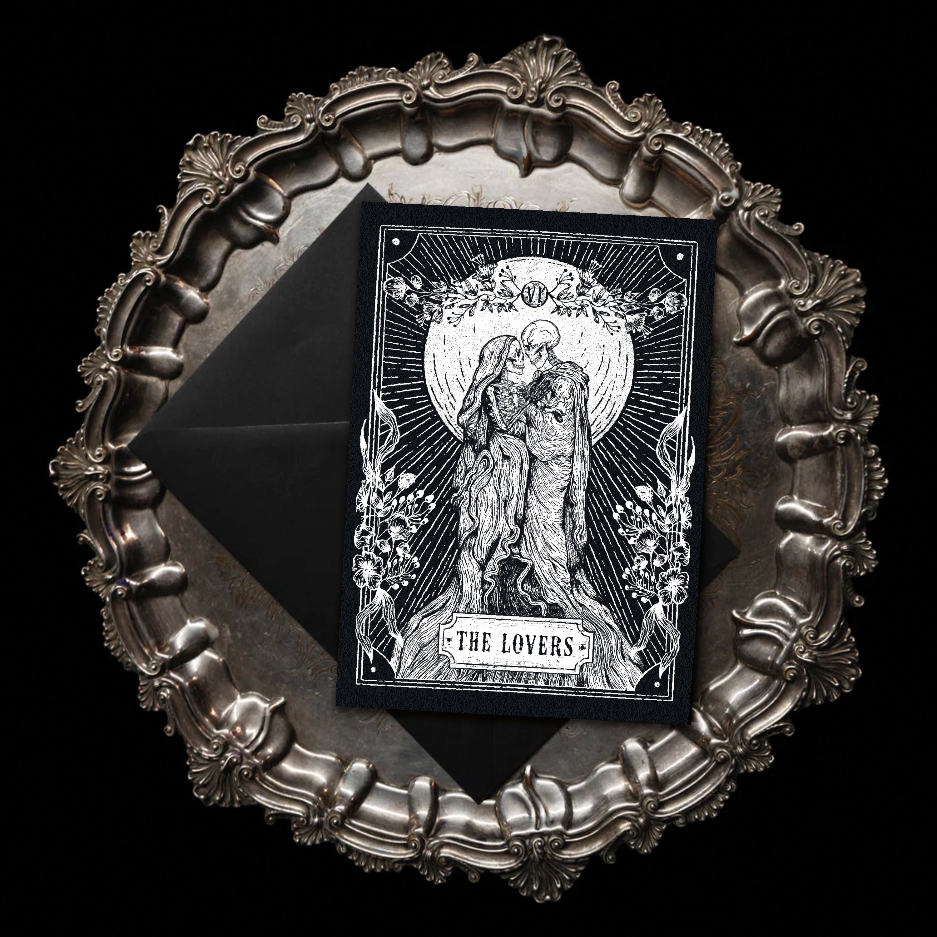 THE LOVERS TAROT GREETINGS CARD BY THE BLACKENED TEETH GOTHIC HOME DECOR