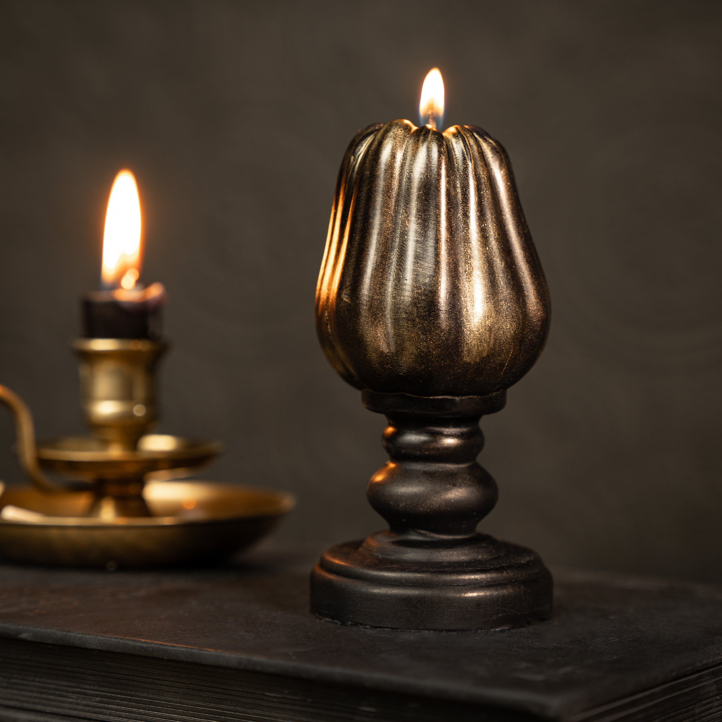 gold pumpkin candle by the blackened teeth gothic home decor