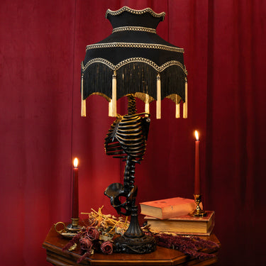 The Skeleton Table Lamp baroque lampshade by The Blackened Teeth Gothic Home Decor