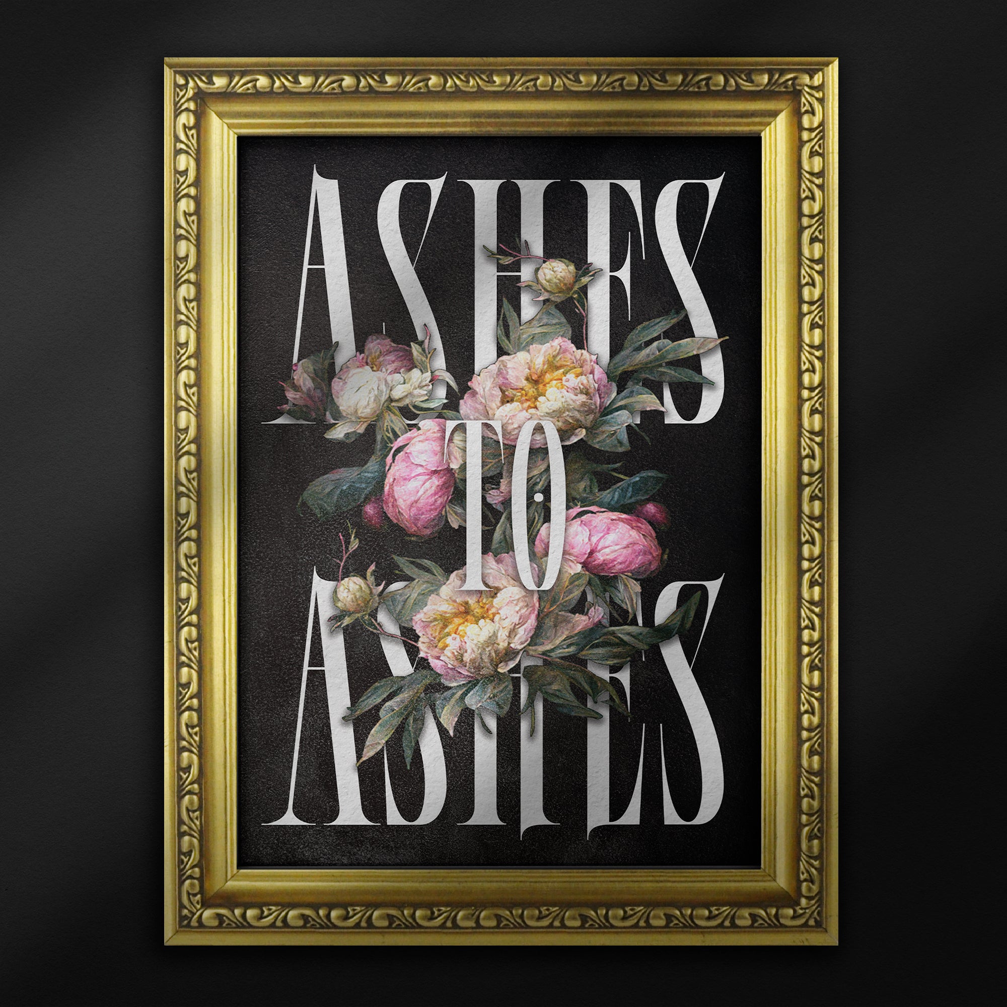 ASHES TO ASHES the end is nigh typography print by the blackened teeth gothic home decor