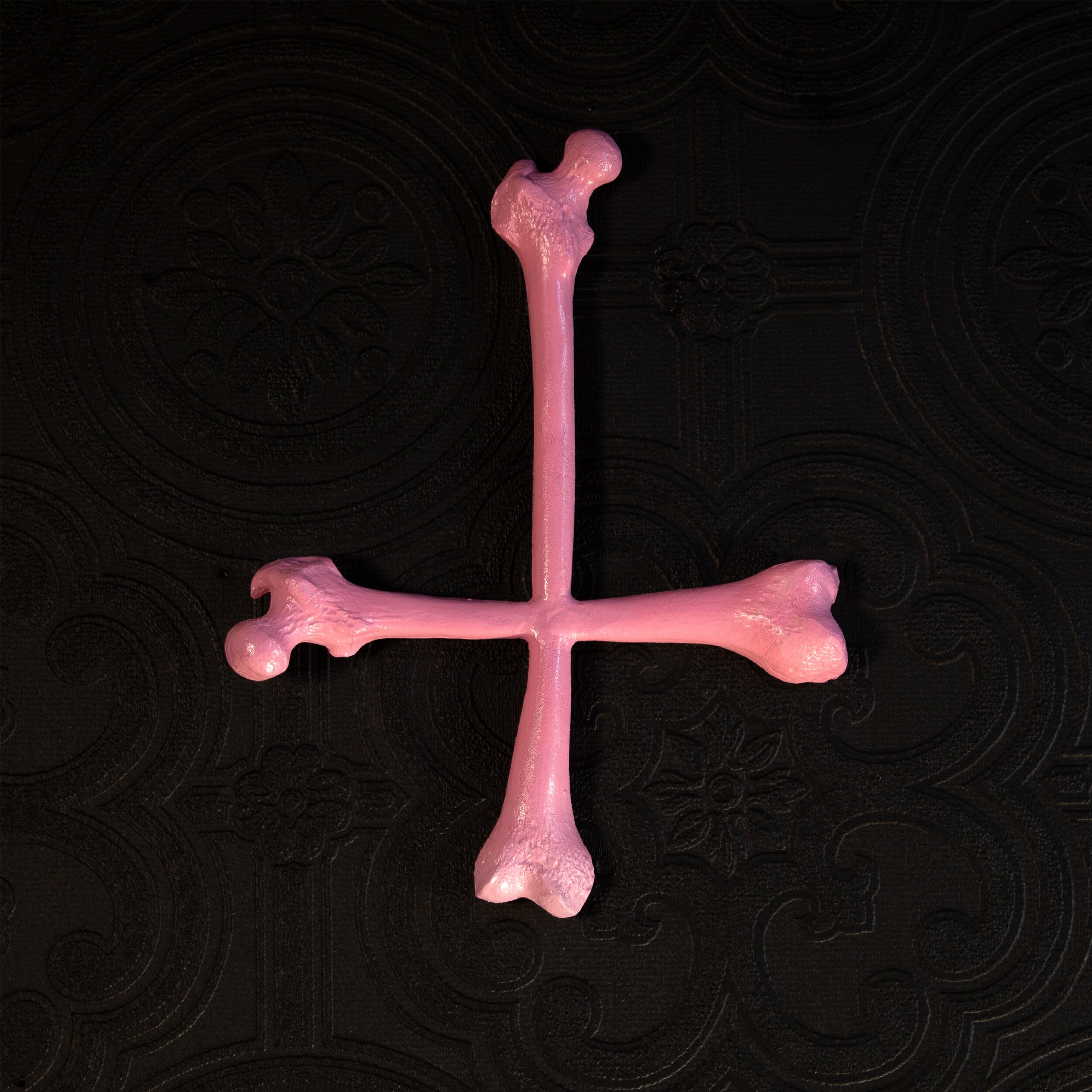 Bone cross - Pink - The blackened Teeth - Gothic Home Decor