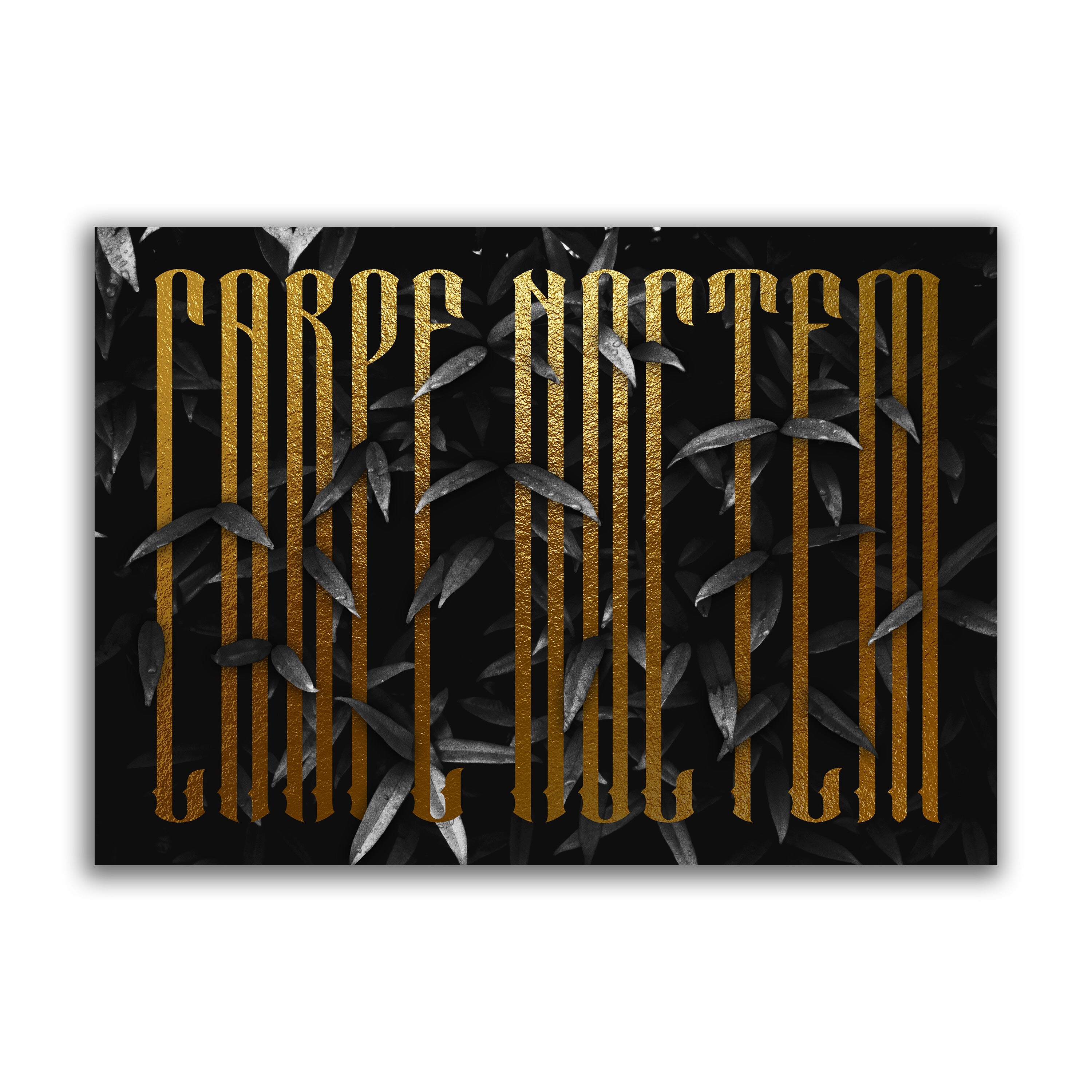 Carpe Noctem black and gold typography print by The Blackened Teeth