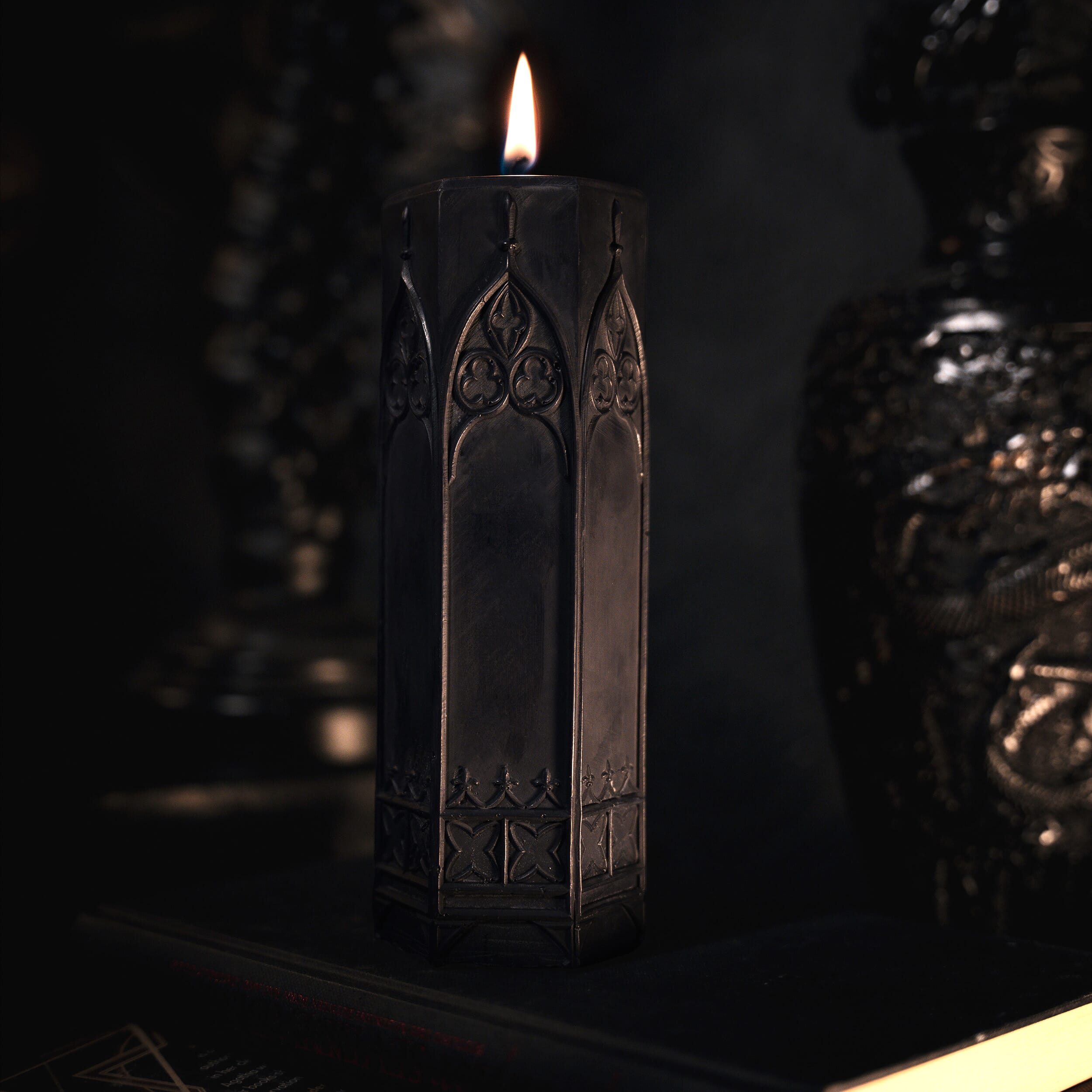 gothic cathedral pillar candle gothic candle the blackened teeth gothic homeware gothic home decor