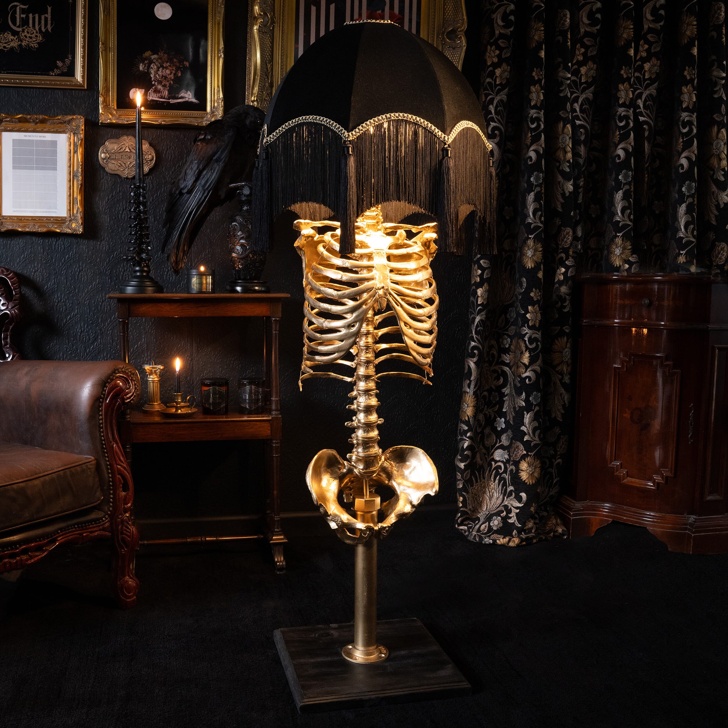 Enid Gold Skeleton Floor Lamp the blackened teeth gothic home decor 2