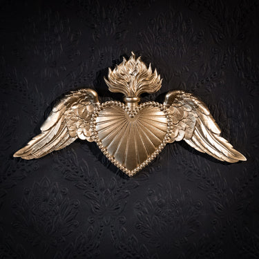 Verdour Winged Sacred Heart Plaque by The Blackened Teeth Ltd gothic home decor
