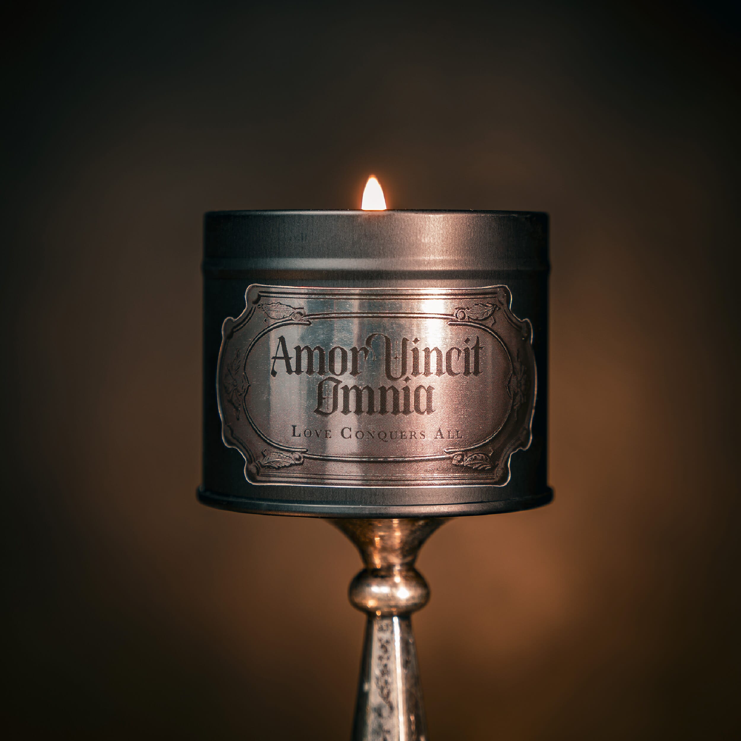 amor vincit omnia gothic candle tin the blackened teeth gothic candles