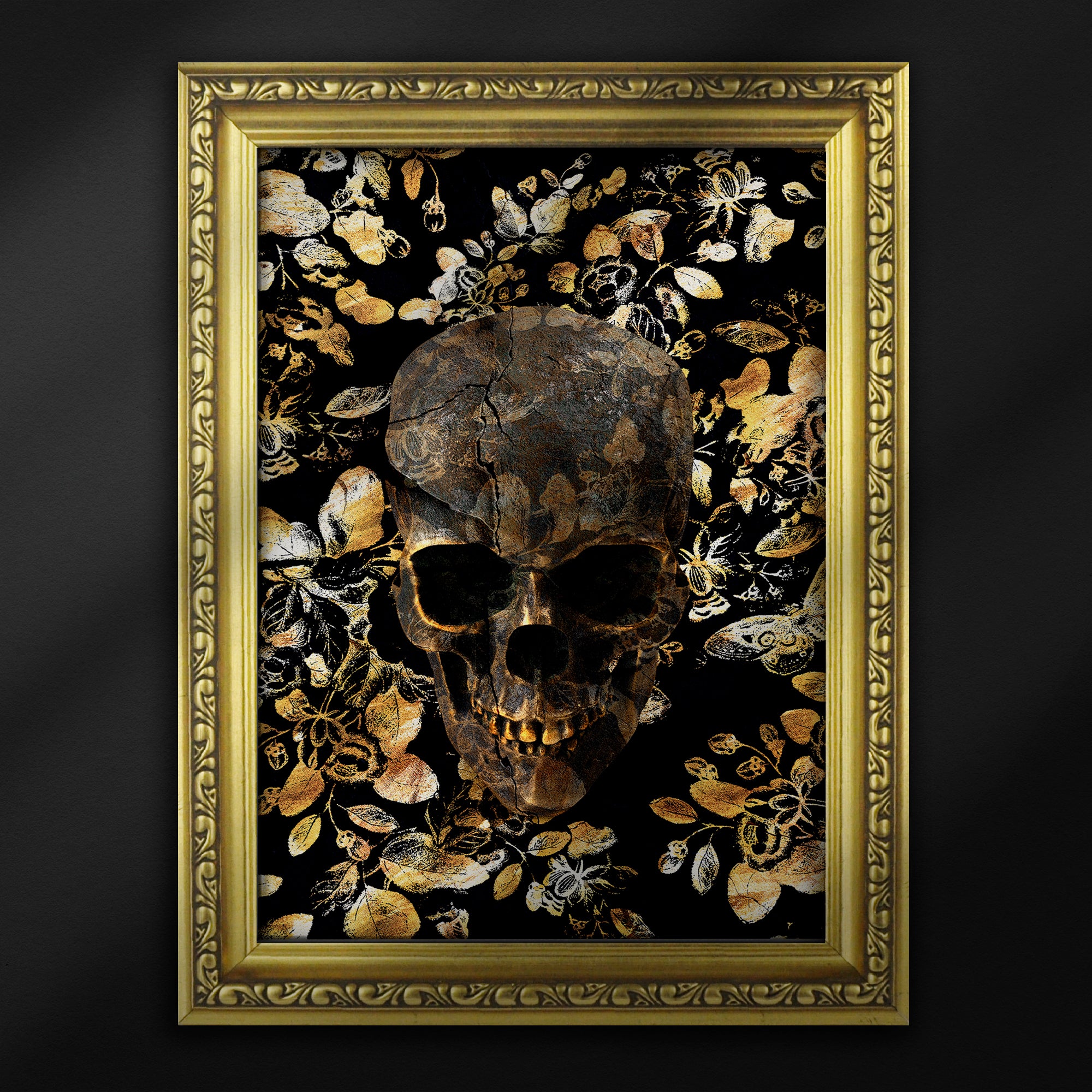 gold skull the end is nigh typography print by the blackened teeth gothic home decor