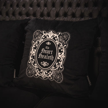 The Heart Healeth Velvet Cushion by The Blackened Teeth Gothic Home Decor Textiles Collection