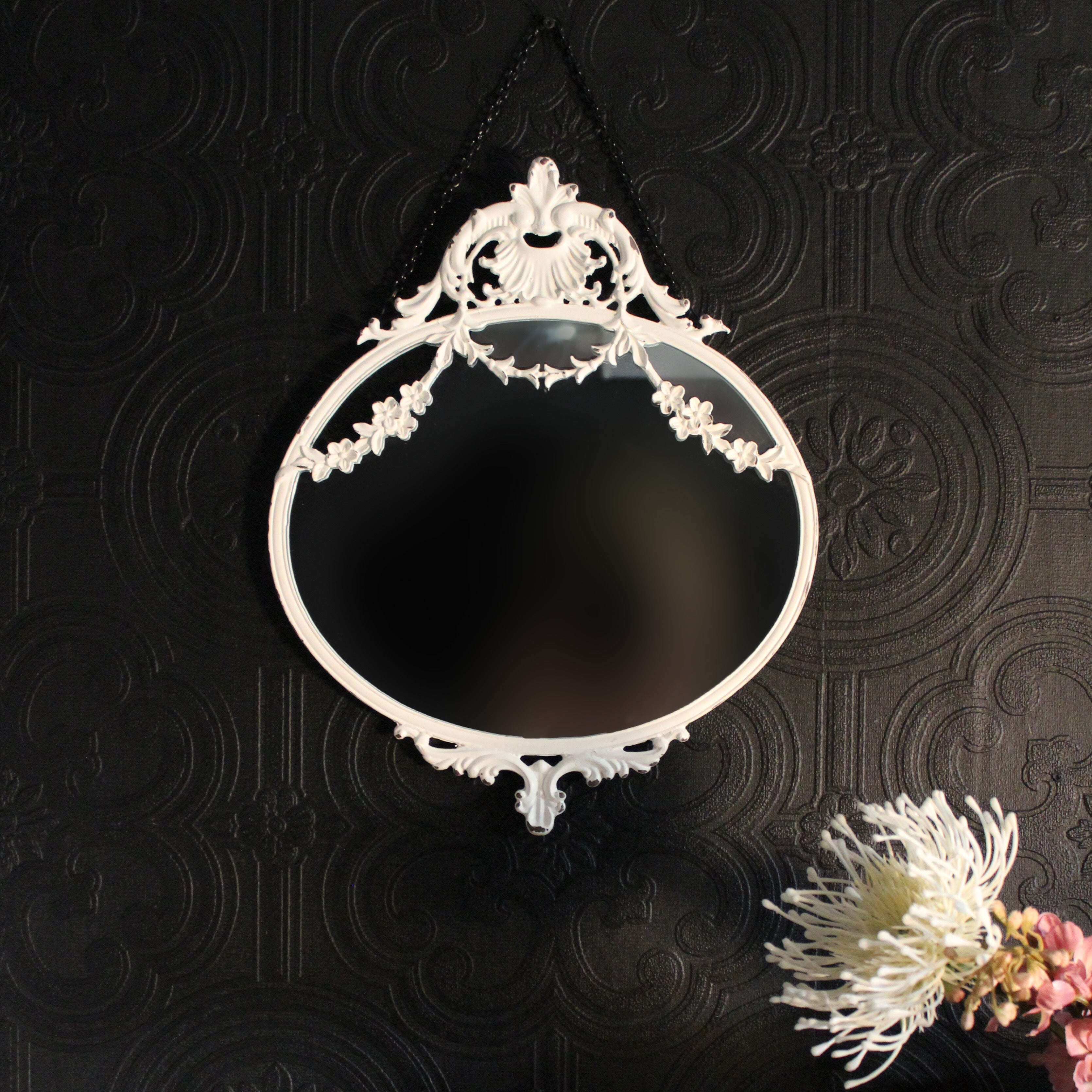White Oval Baroque Mirror by The Blackened Teeth 