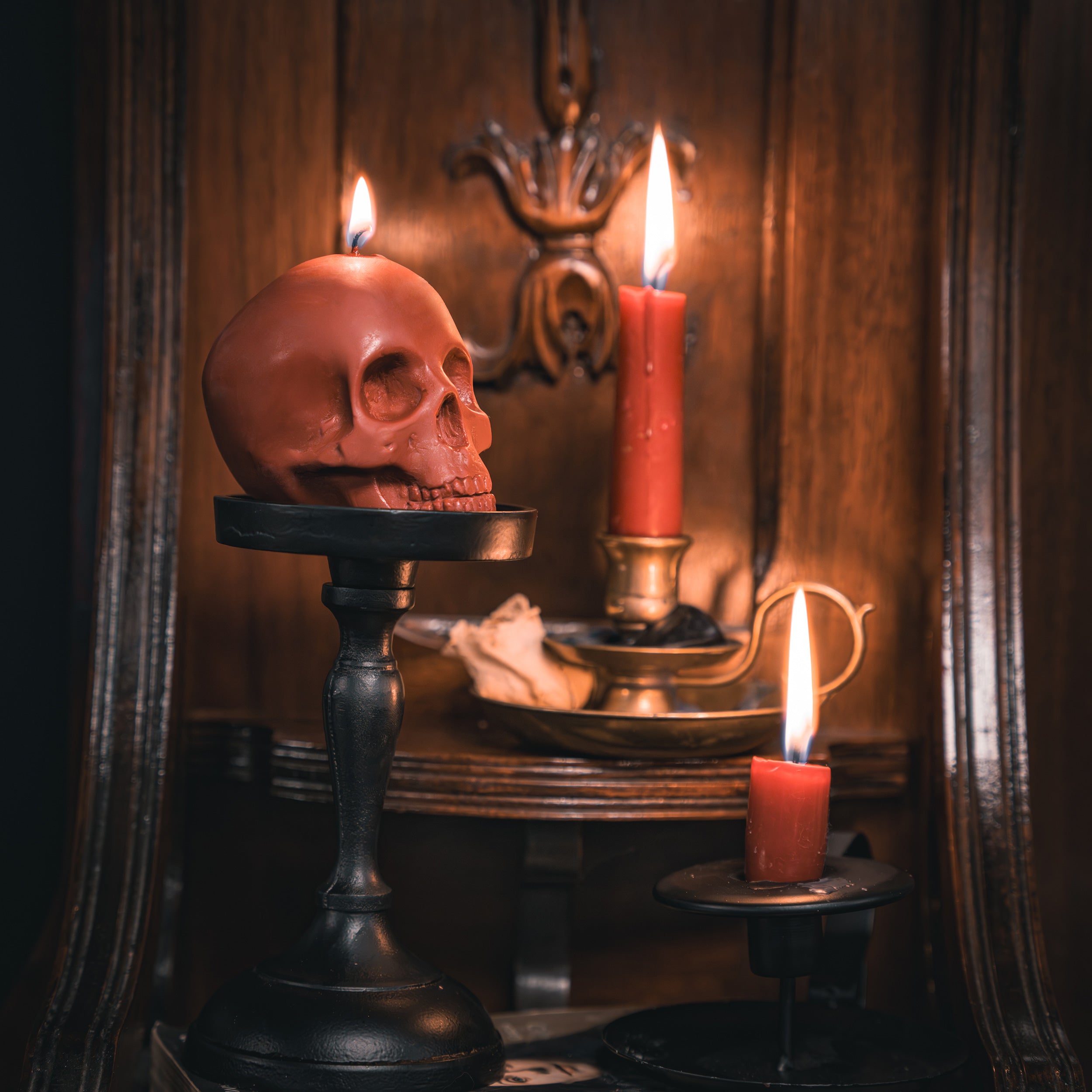 Joanndles Handmade Scented Skull Candle - Love Spell - Gothic Wicca Decor