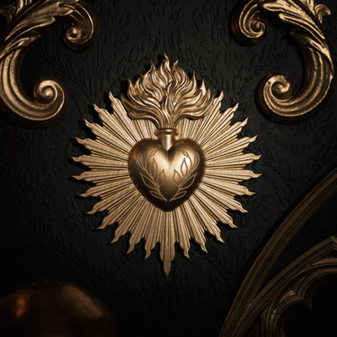 Ardour sacred heart wall hanging plaque religious plaque heart flames the blackened teeth gothic decor
