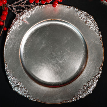Silver baroque banquet plate by The Blackened Teeth gothic home decor 