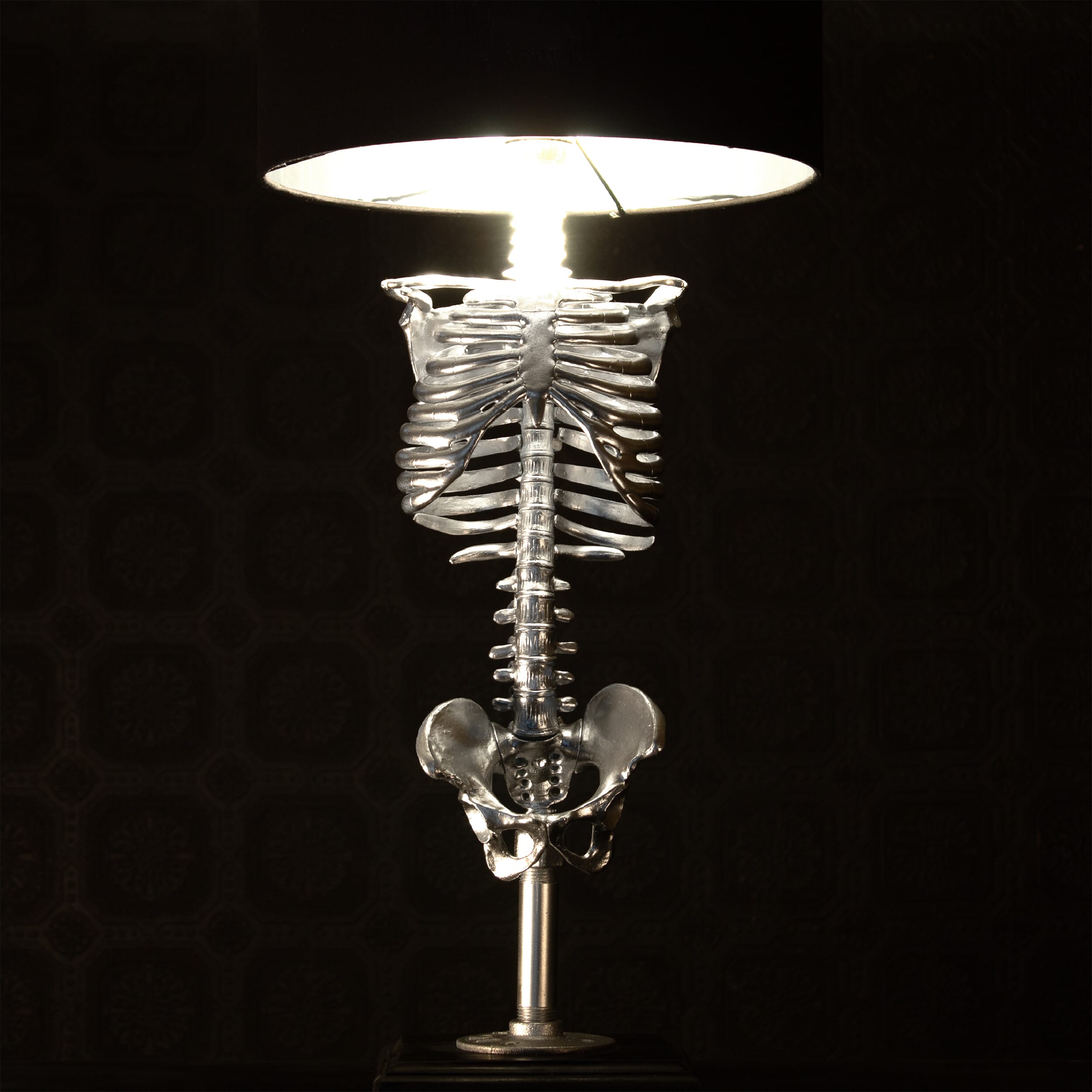 Silver Skeleton Table Lamp - pastel Goth Collection by the Blackened Teeth Gothic Home Decor