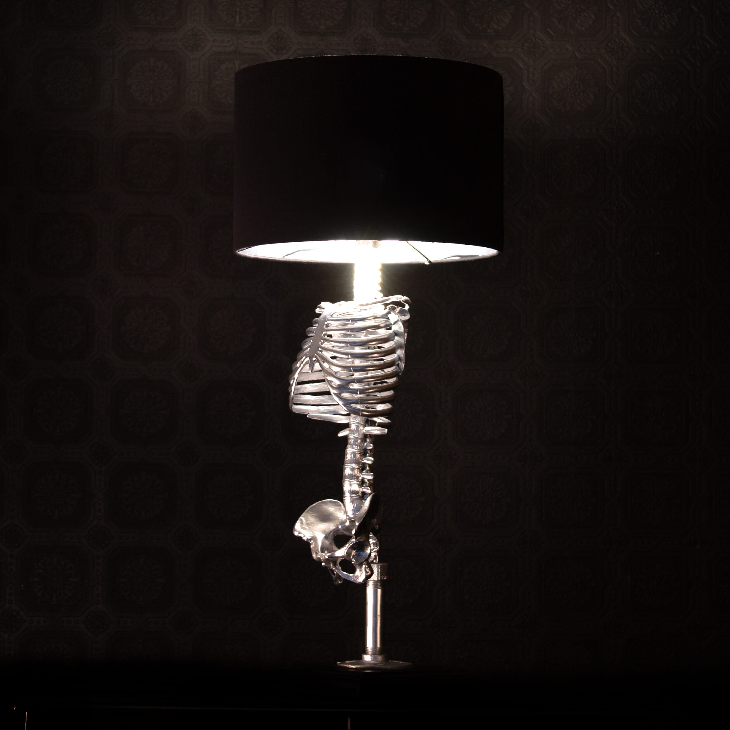 Silver Skeleton Table Lamp - pastel Goth Collection by the Blackened Teeth Gothic Home Decor