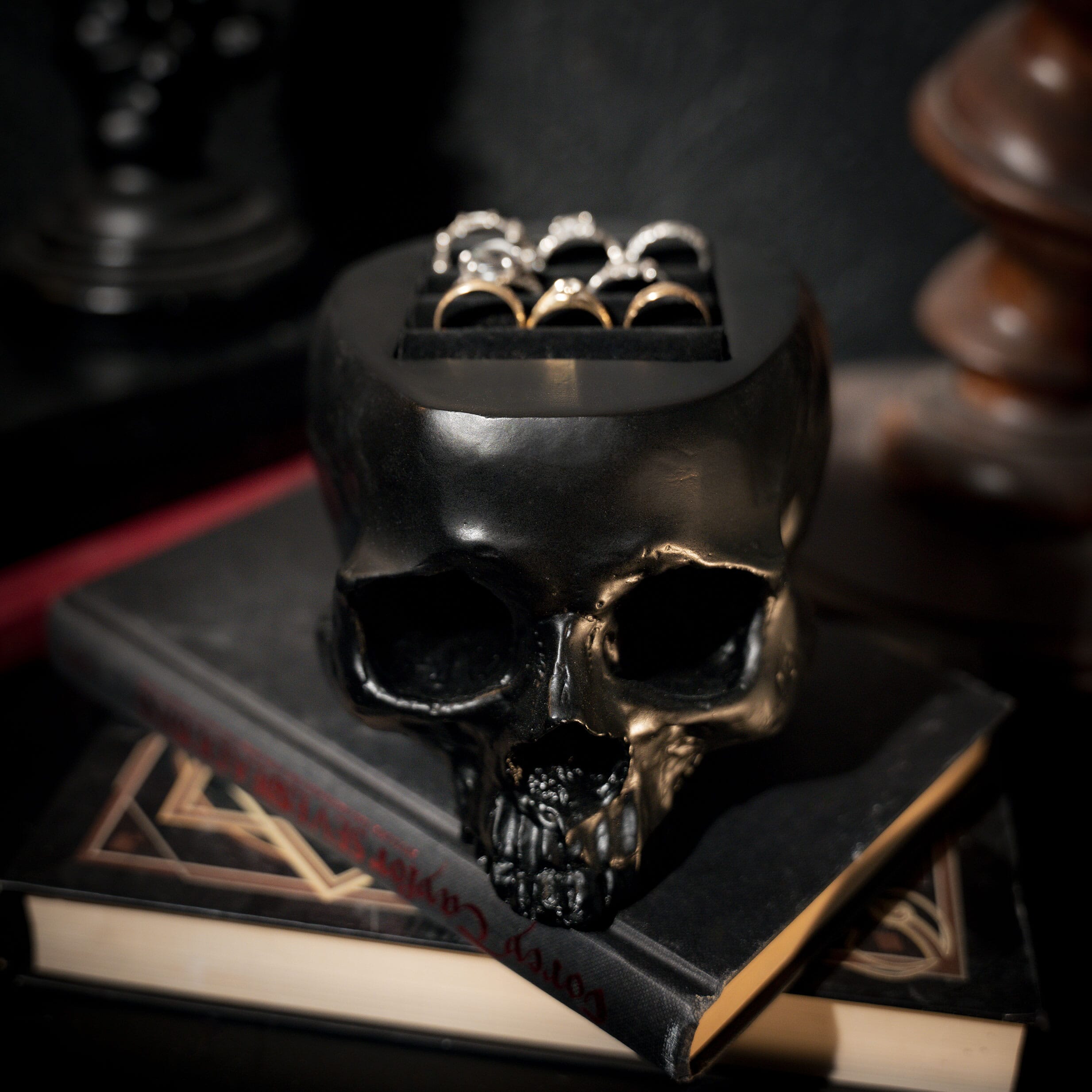 Skull Ring Holder ornament gothic home decor by The Blackened Teeth Ltd