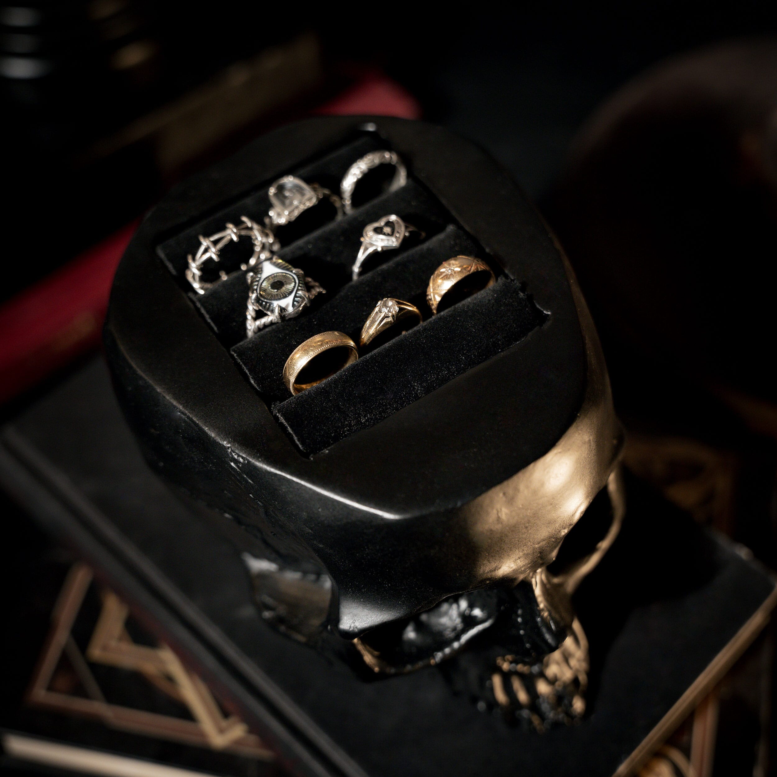 Skull Ring Holder ornament gothic home decor by The Blackened Teeth Ltd