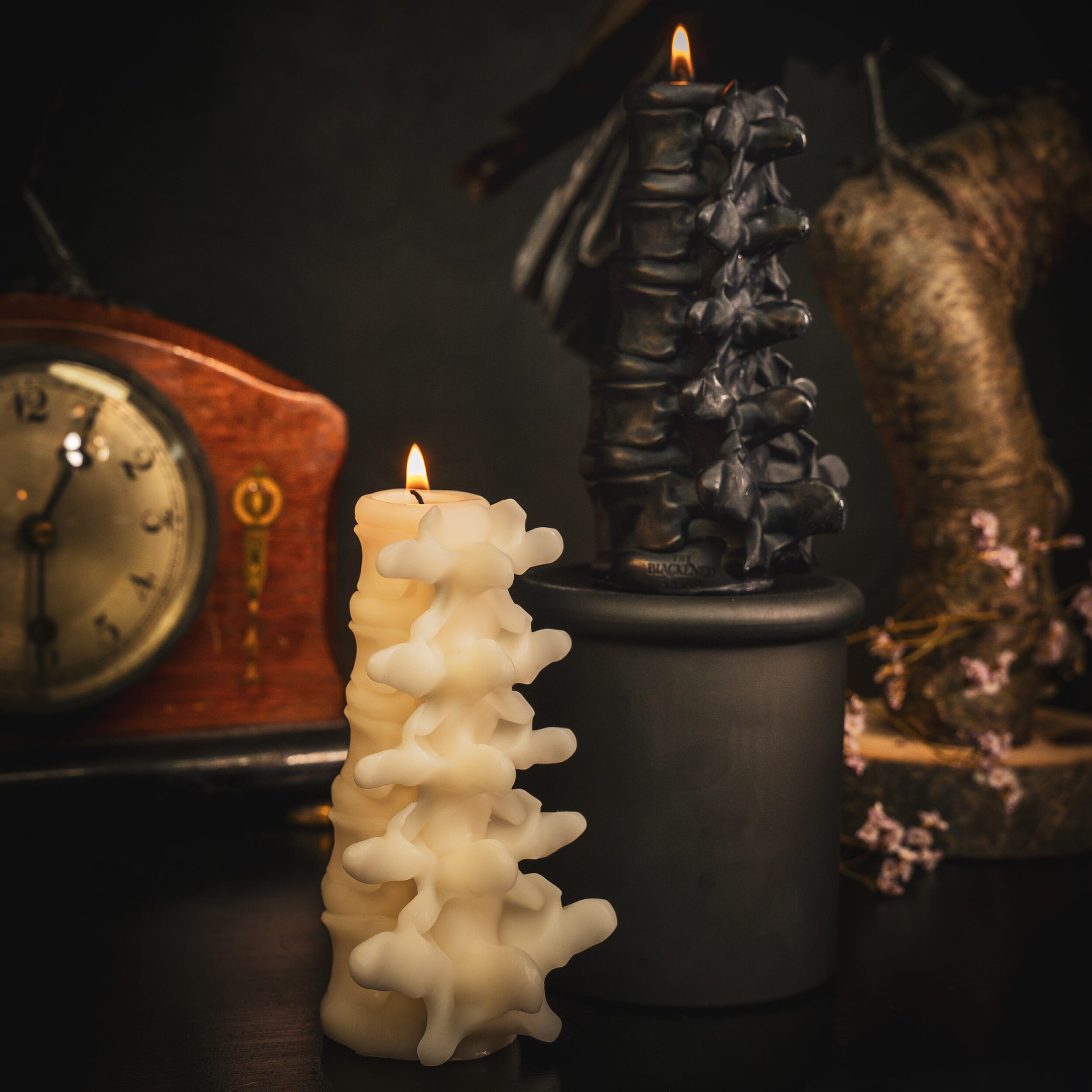 spine candle the blackened teeth gothic candles ossuary candle  gothic homeware