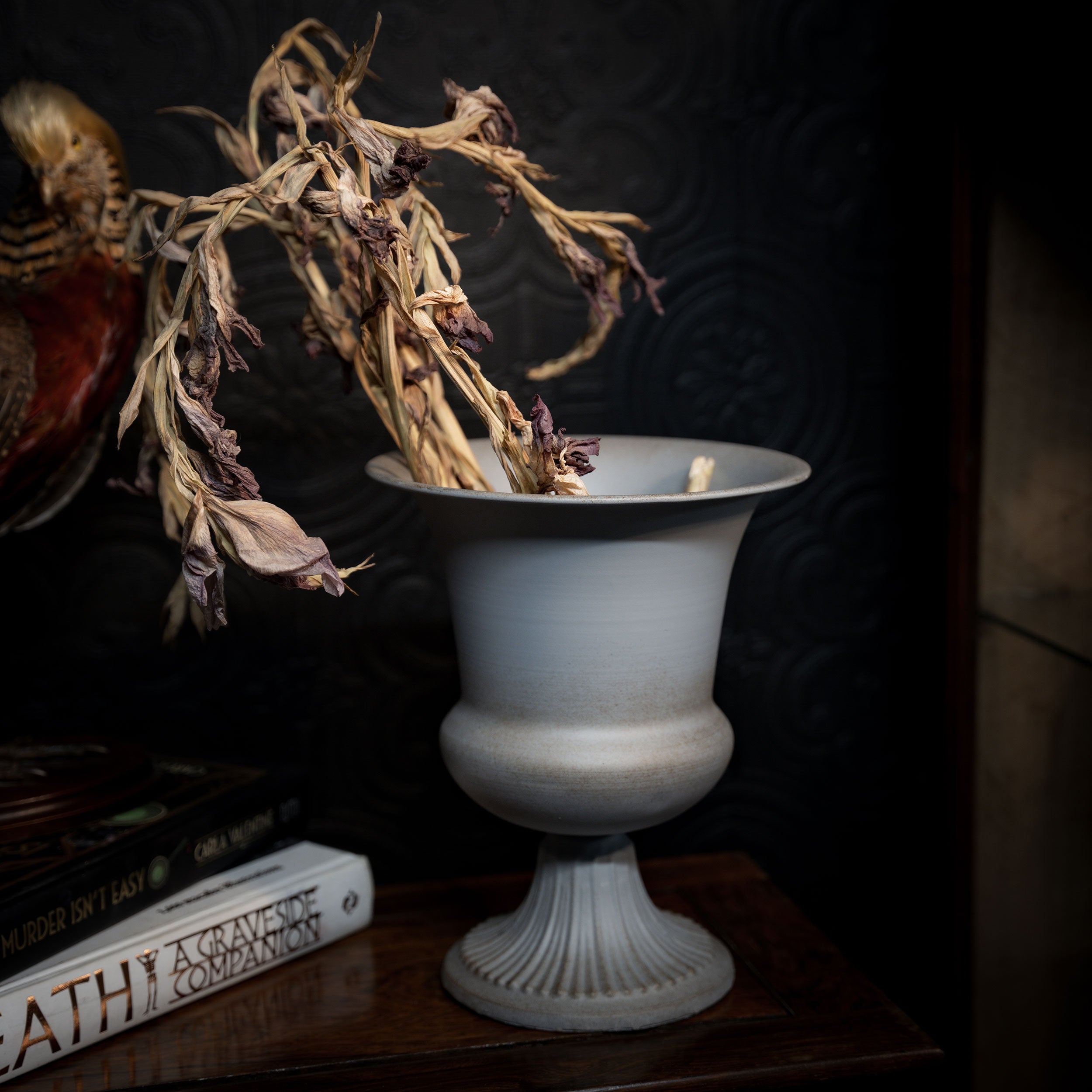 urn vase - grey - by the blackened teeth gothic home decor 