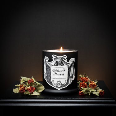 withered flowers limited edition halloween candle by The Blackened Teeth Ltd gothic home decor 