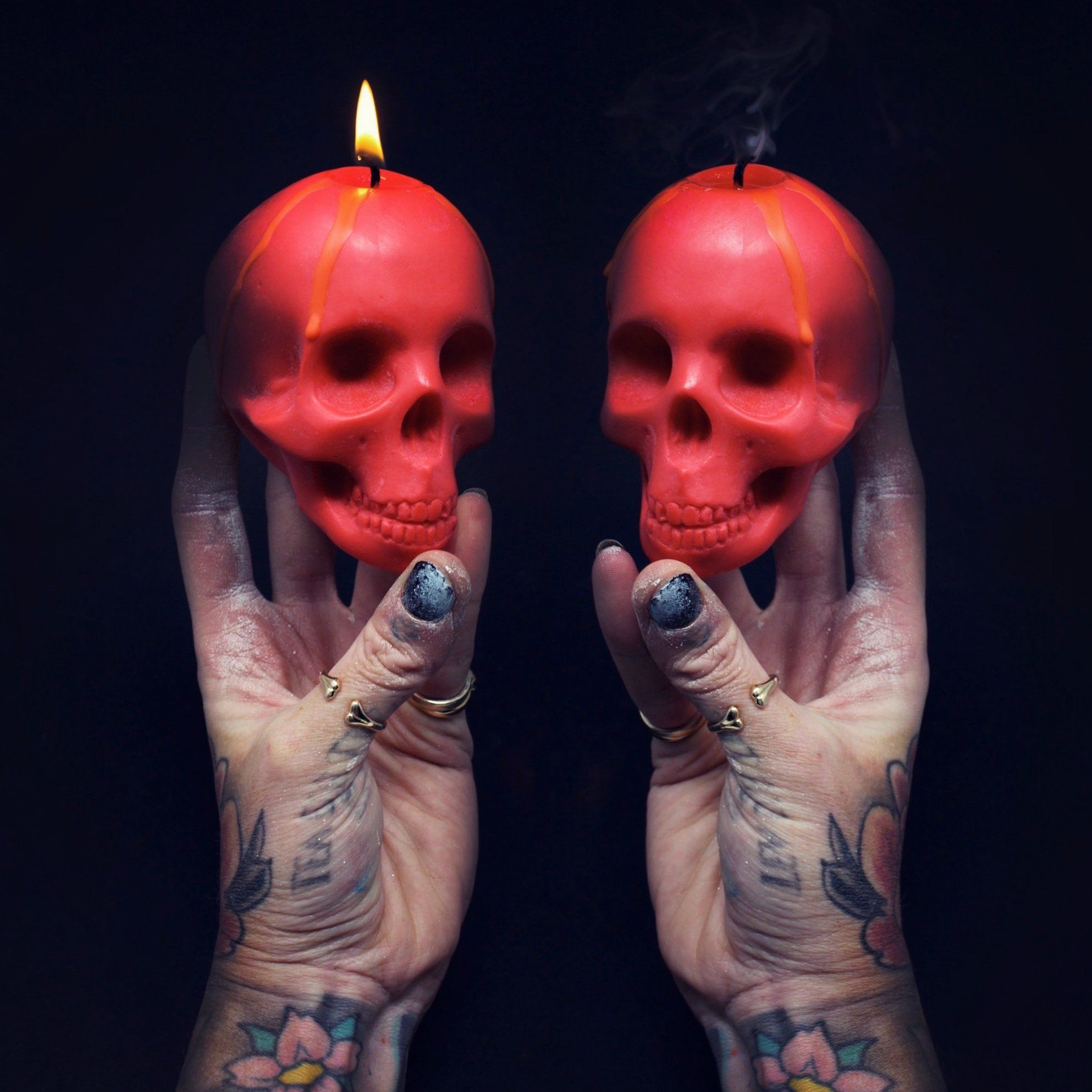 Blood Red Skull Candle